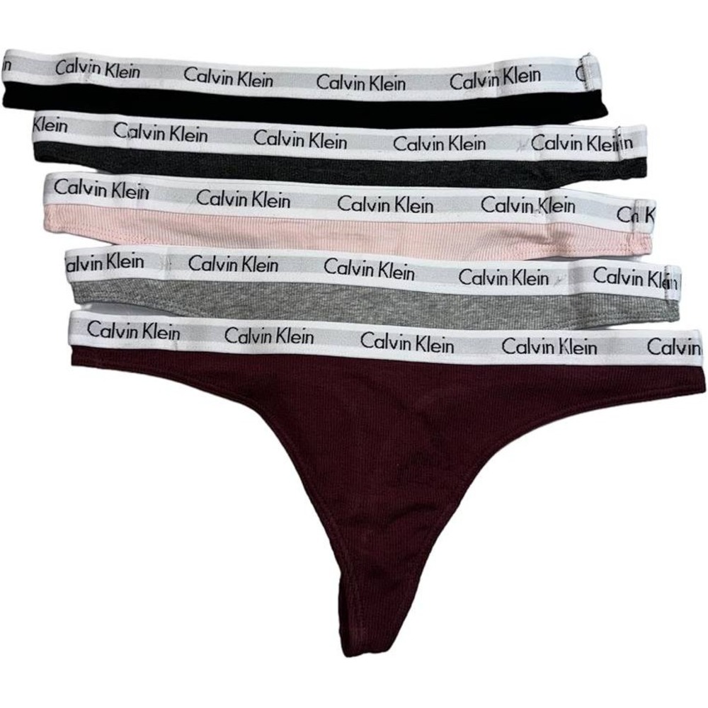 Calvin Klein Thong Underwear Womens Medium Multi Ribbed Logo 5-Pack QP3280X-602